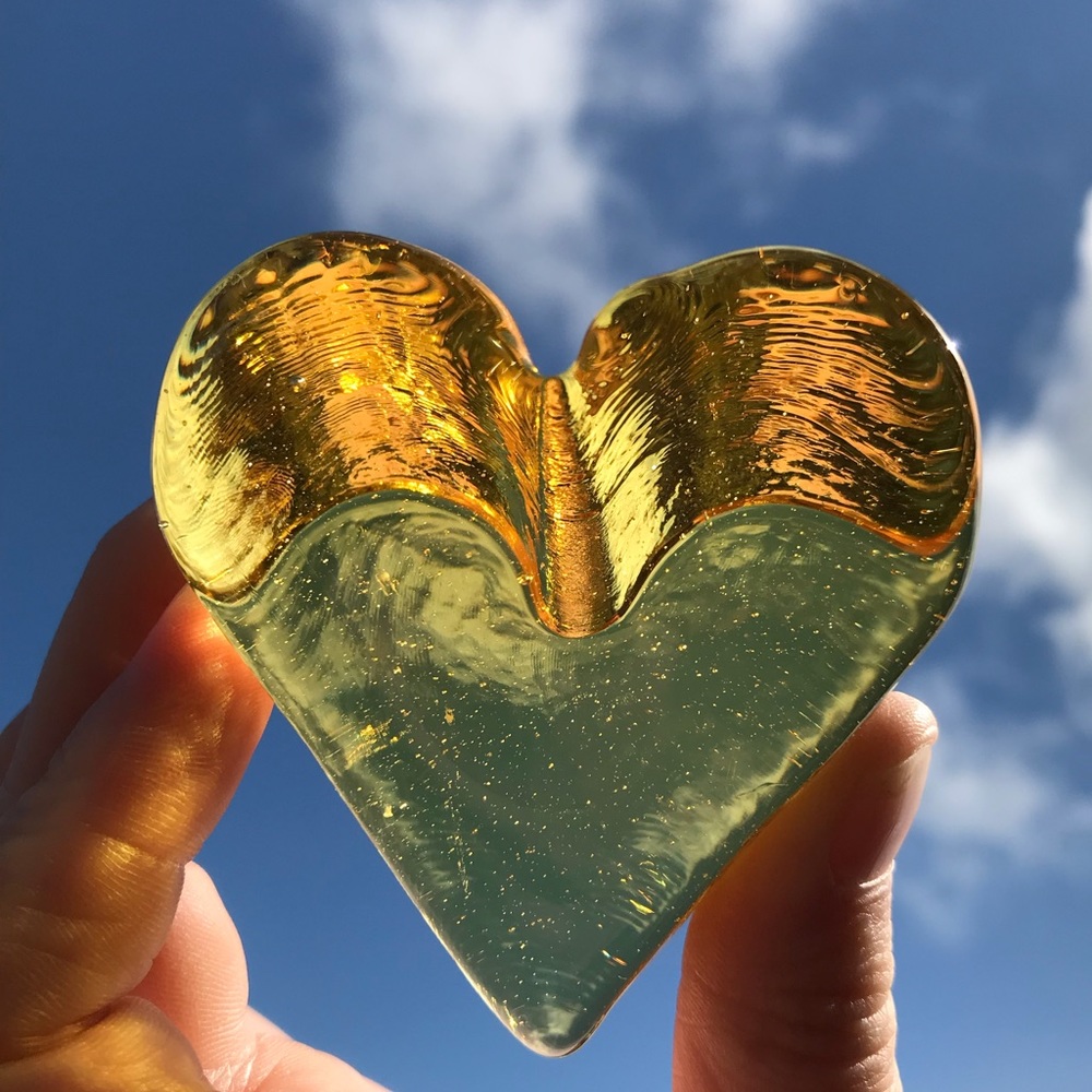 Valentines Day Glass Heart by Fire and Light 💛 Yellow Citrus